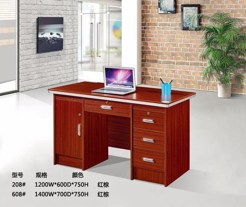 Chinese Modern Furniture Monitor Office Staff Wooden Computer Desk Design with Lock Drawers