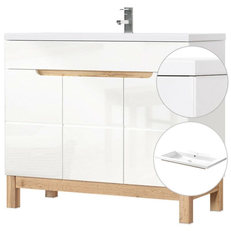 Vanity Unit 101cm Ceramic Washbasin High Gloss Bathroom Furniture