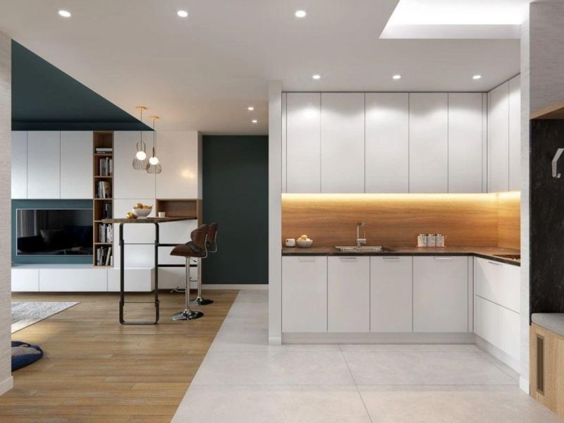Apartment Kitchen & Vanity Design White Lacquer Kitchen Cabinets