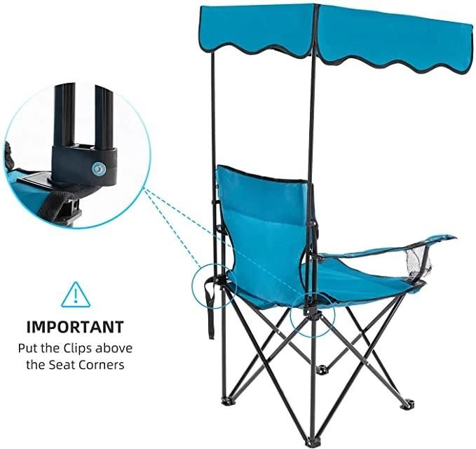 Outdoor Camping Chair, Beach Chair with Canopy Shade, Portable & Folding Camping Chair with Shade Canopy, Heavy Duty Canopy Chair with Durable Folding Seat