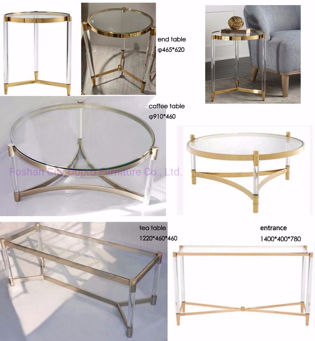 Popular Modern Acrylic Transparent Metal Rectangle Console Table