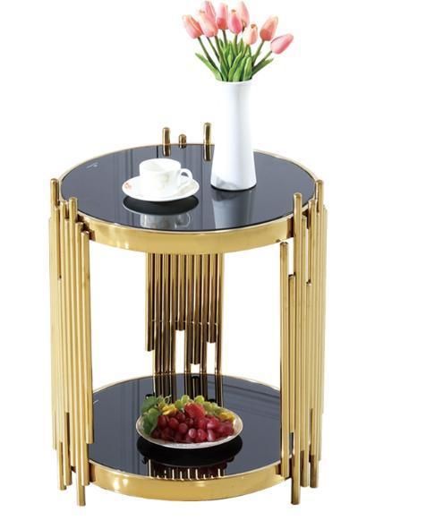 Apartment Furniture Titanium Stainless Steel Black Sintered Stone Coffee Table