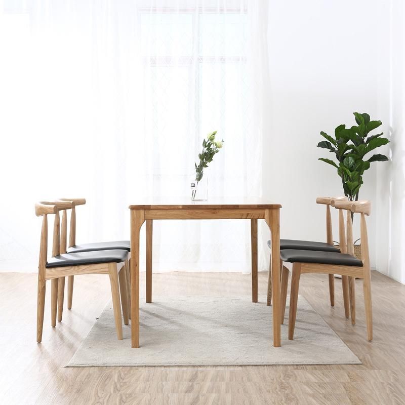 Furniture Modern Furniture Chair Home Furniture Wooden Furniture Low MOQ Style Leather Minimalist Design Solid Wooden Seat Armless Elbow Dining Room Chair