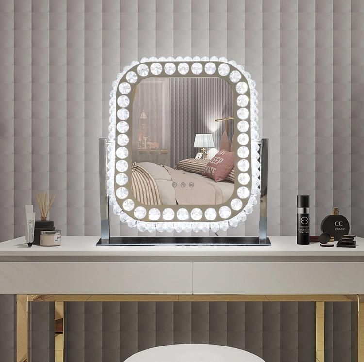 Hair Salon Table LED Crystal Makeup Mirror Cosmetic Household Products Mirror