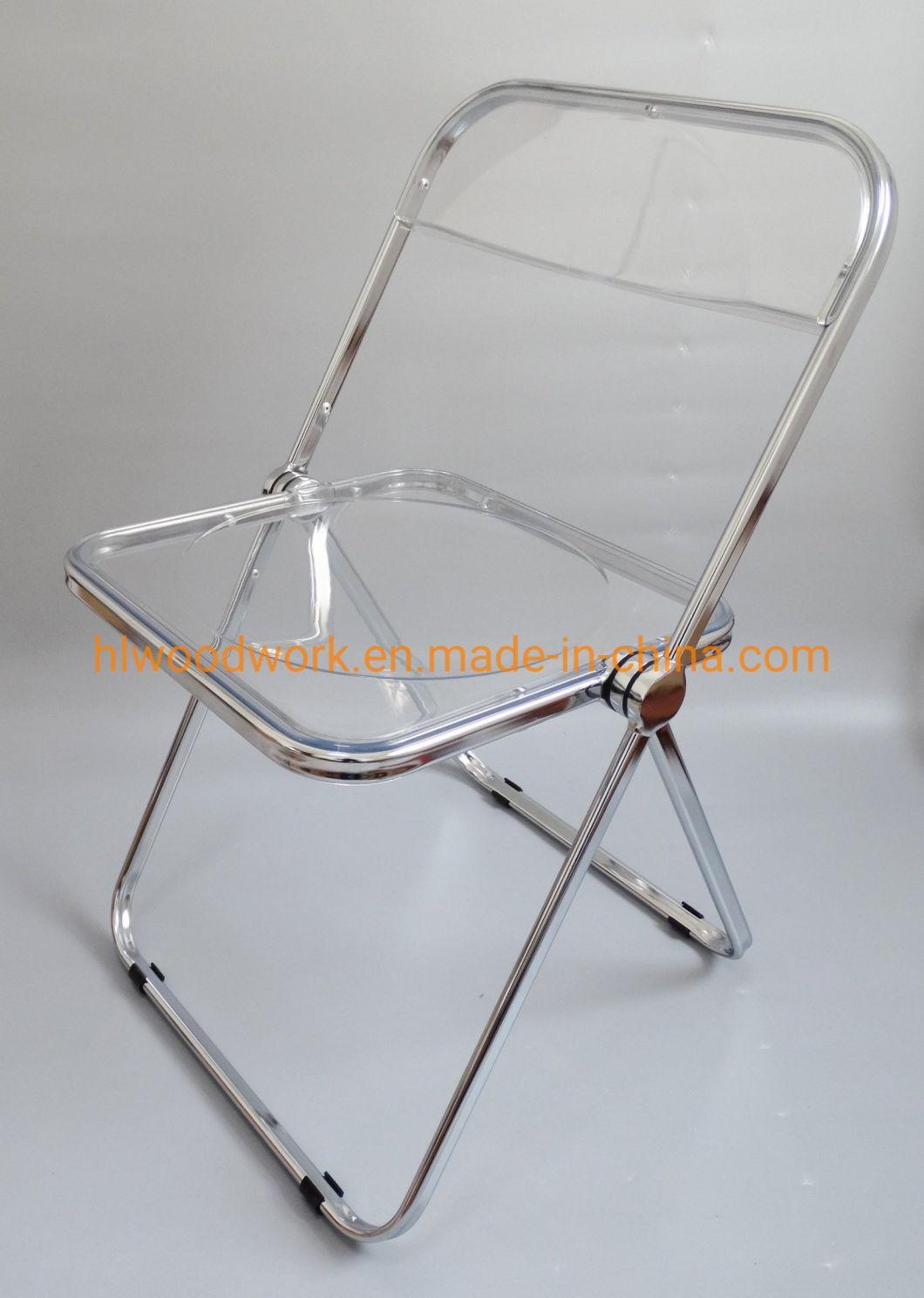 Modern Transparent Orange Folding Chair PC Plastic Dining Room Chair Chrome Frame Office Bar Dining Leisure Banquet Wedding Meeting Chair Plastic Dining Chair