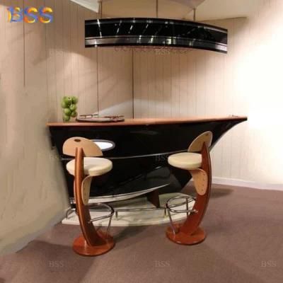 Black Restaurant Boat Shape Bar Counter for Small House