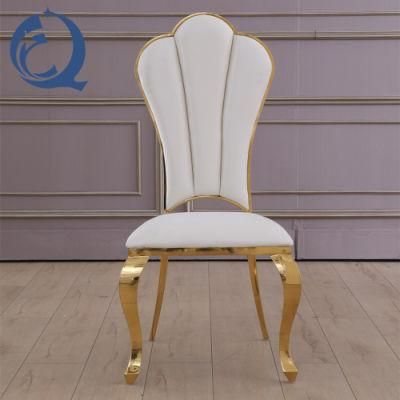 Hot Wholesale Upholstery Modern Stainless Steel PU Leather Dining Chair with Gold Legs