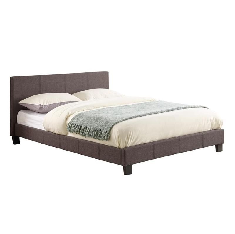 American Bed Amazon Bed Frames 6 Feet Upholstered Bed in Grey Fabric