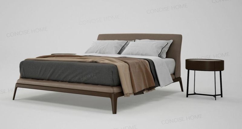 Modern Bedroom Furniture Steel Base Wooden Nightstand Bedside Table