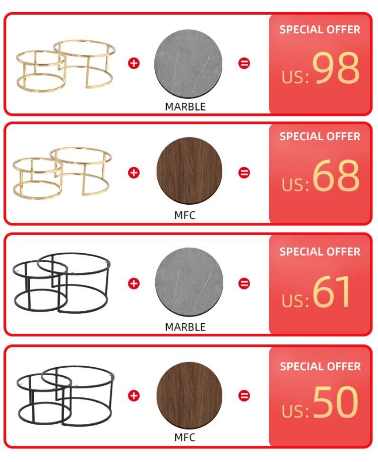 Factory Wholesale Contemporary Garden Hardware Furniture Marble Top Coffee Table