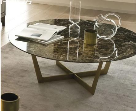High Quality Modern Luxury Natural Marble Powder Coated Steel Coffee Table for Home Party Villa Hotel 006s