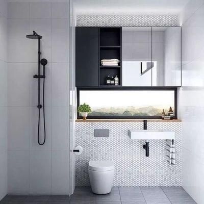 Factory Directly Sell Modern Furniture Mirror White Vanity PVC Bathroom Cabinet with Washing Basin