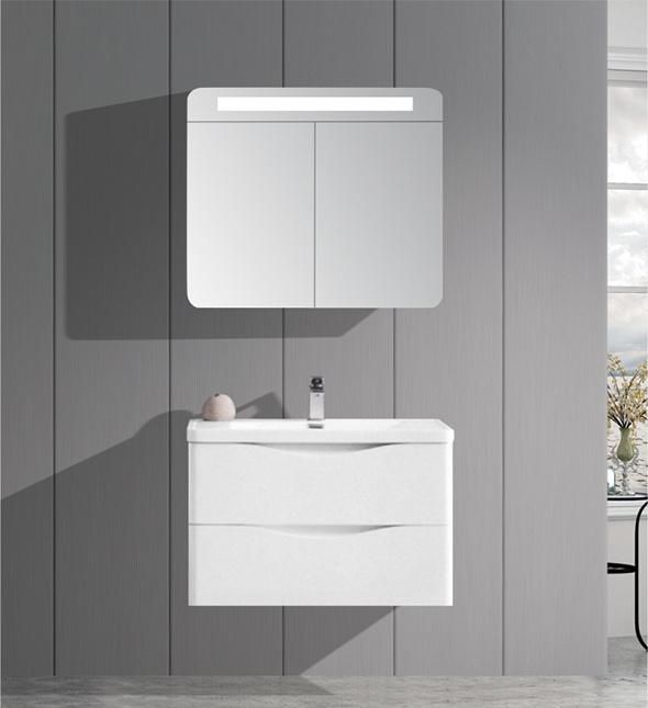 European Modern Bathroom PVC Cabinet Vanities Set Cabinet with Ceramic Sink Mirror Vanity Set