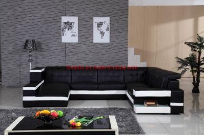 U Shape Leather Modern Living Room Luxury Home Furniture European Style Wooden Sectional Sofa