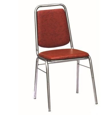 Wedding Outdoor Banquet Furniture Colorful PU Leather Dining Chair with Chromed Leg for Hotel