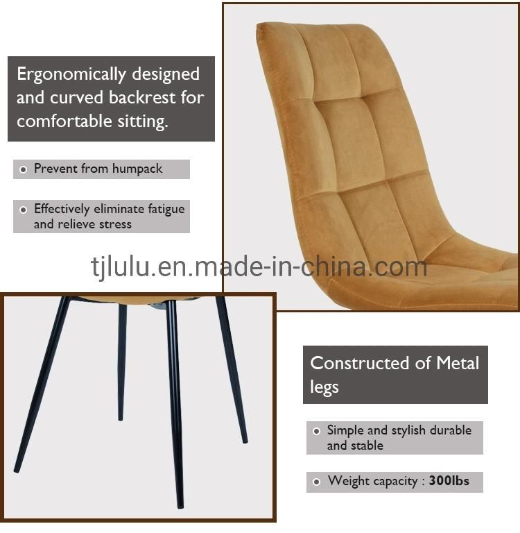 Modern Upholstered Leather Metal Chairs Fabric Leather Italian Designer Velvet Iron Frame Dining Chair