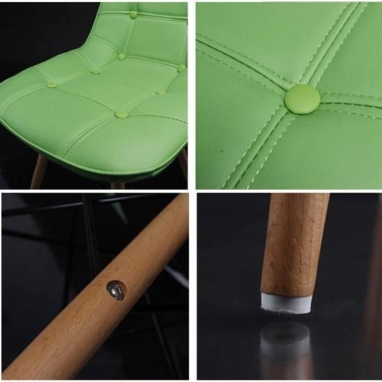 PU Cover Plastic Dining Chair Wooden Leg Chair