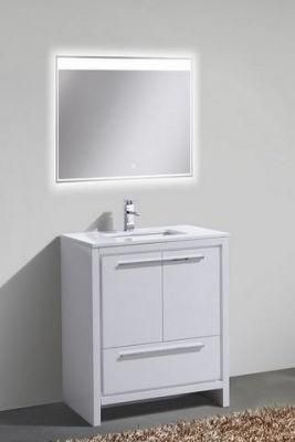 30&prime; &prime; High Gloss White Modern Bathroom Vanity with White Quartz Counter-Top