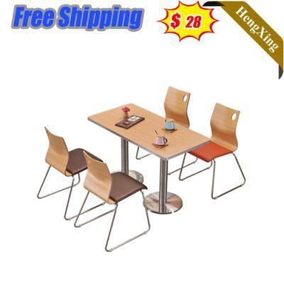 Make in China Wholesale Customized Modern Design Wooden School Restaurant Furniture Light Wood Color Square Dining Table with Chair