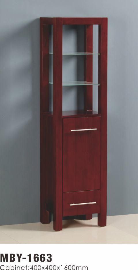 Black Solid Wood Bathroom Side Cabinet Furniture