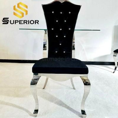 High Quality Factory Wholesale Black Fabric Dining Steel Chair