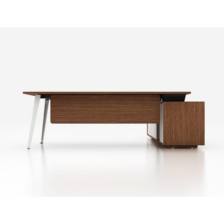 Hot Sale Modern L Shaped Wooden Office Furniture Table with Side Cabinet