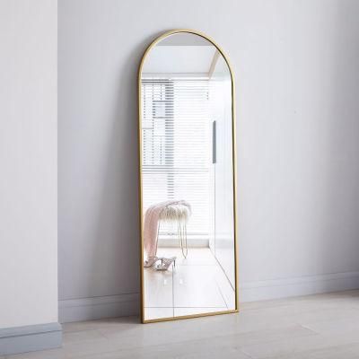 Oversized Contemporary Gold Arch Rimmed Full Length Wall Mirror