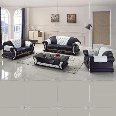 Black Modern Living Room Leather Sofa Furniture Retail Sofa