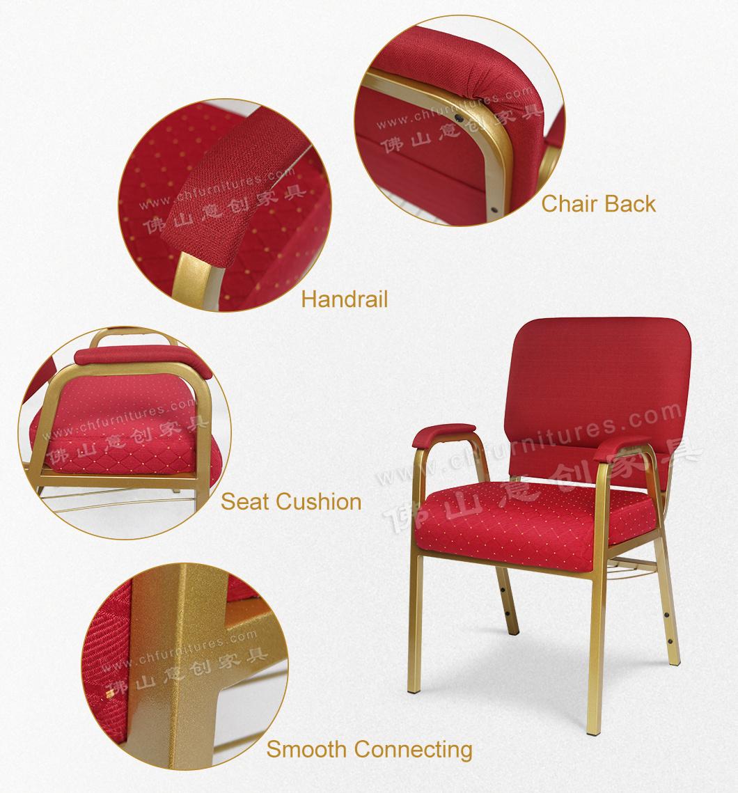 Yc-G30-08 Modern Customizable Iron Gold Handrail Church Chair with Bookshelf