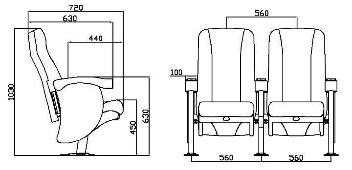 PP Cup Holder Classic Auditorium Church Student Public VIP Cinema Theater Chair