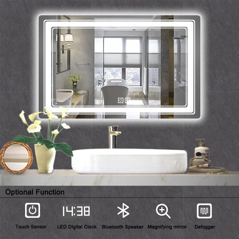 24′′ Round Shape 3000-6000K LED Lighted Bathroom Mirror with Defogger