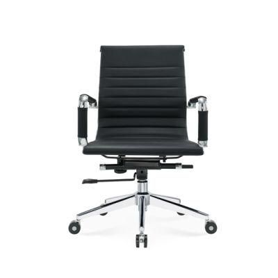 Modern PU Leather Office Chair Executive MID Back Ergonomics Chair for Office Building, School, Hospital, Black