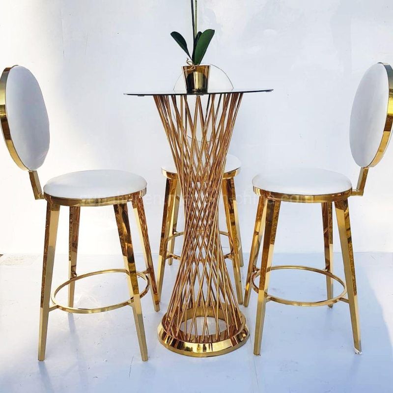 Wholesale Gold Metal Frame Bar Stool Chair with Round Back