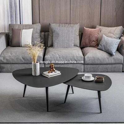 Cheap Living Room Furniture Modern Metal Black Oval Coffee Table