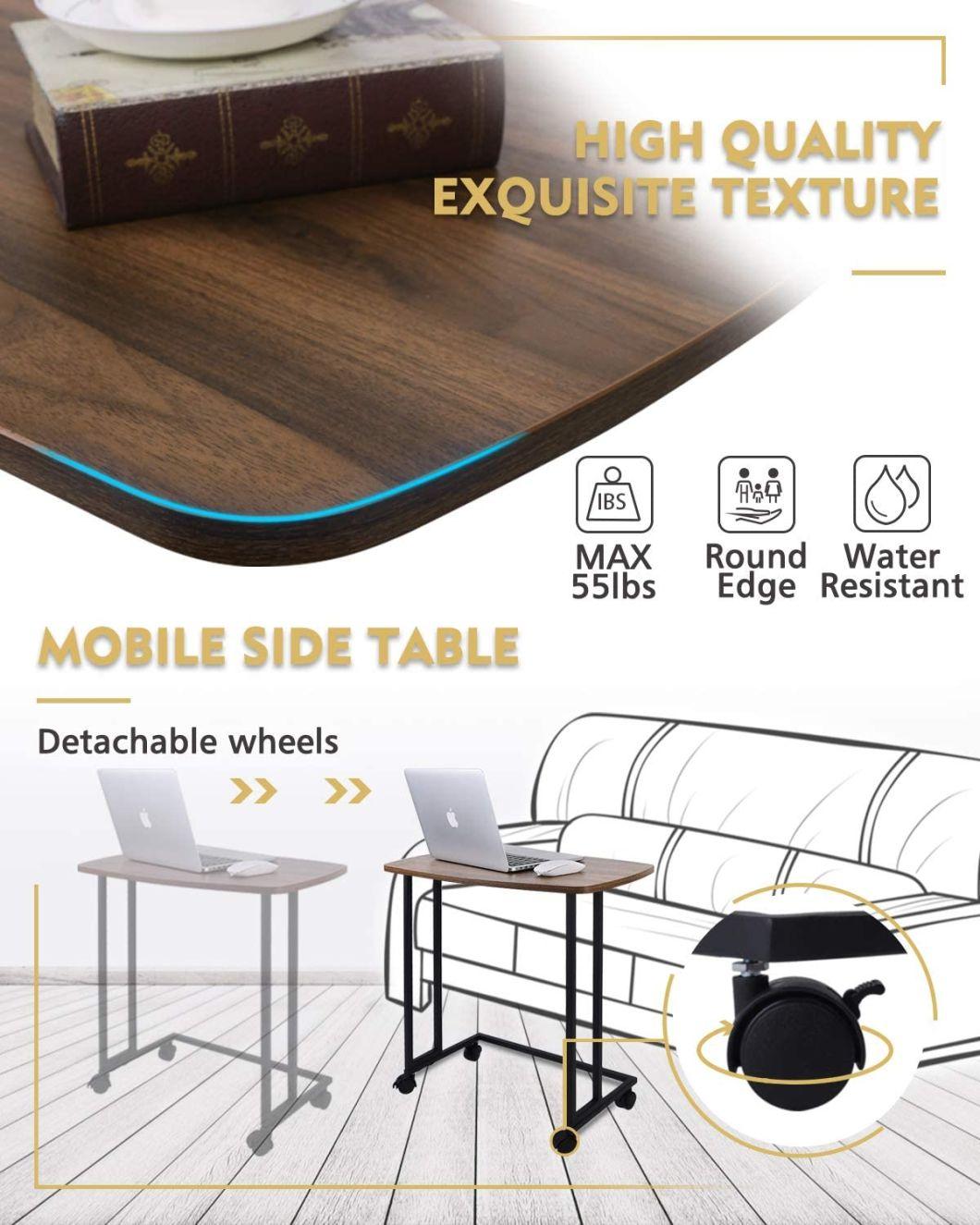 Modern Side Table, Moncot Mobile C Shaped End Table with Detachable Casters, Bed Room Laptop Bed Tray Table Portable