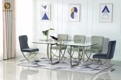 British Simple Style Modern Home Clear Glass Cheap Dining Table