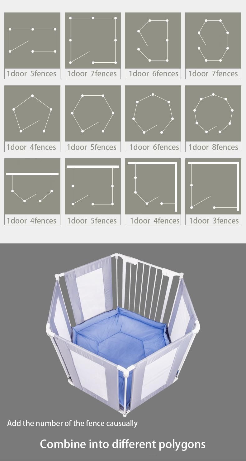 6panels Foldable Baby Playpen with Gates and Fabric