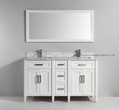 Wholesale New Design White 60&quot; Double Sink Bathroom Cabinet