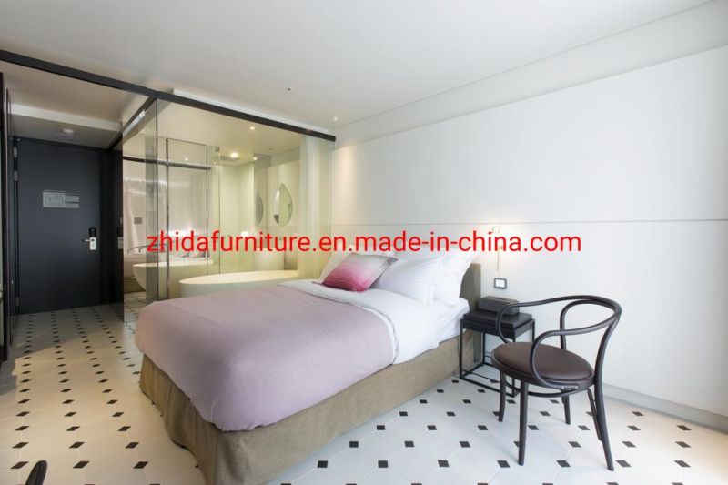 Zhida Custom Made Hotel Furniture Manufacturer Economy Commercial Hotel Bedroom Furniture Set King Size Fabric Bed