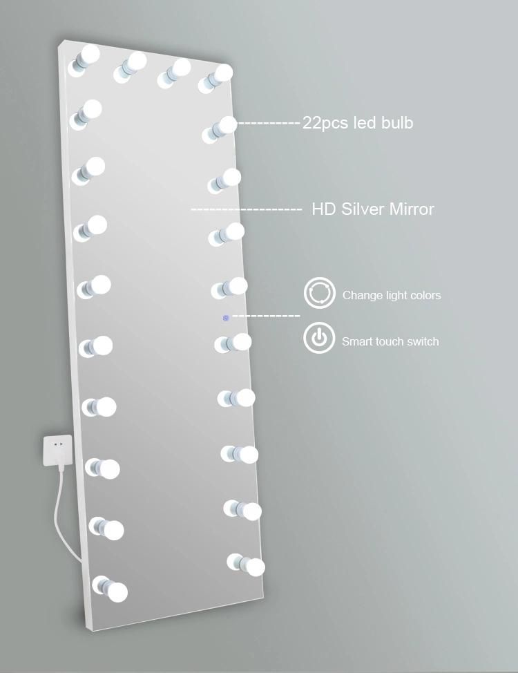 Dressing Illuminated Vanity Full Length Mirror with Light Bulbs