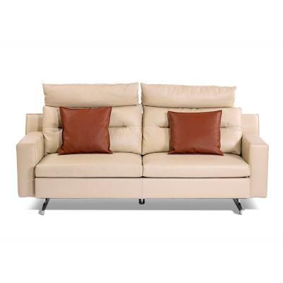Modern Sofa Cum Bed European Style House Living Room Furniture Comfortable Cushion 2 Seaters Leather Stainless Metal Sofa