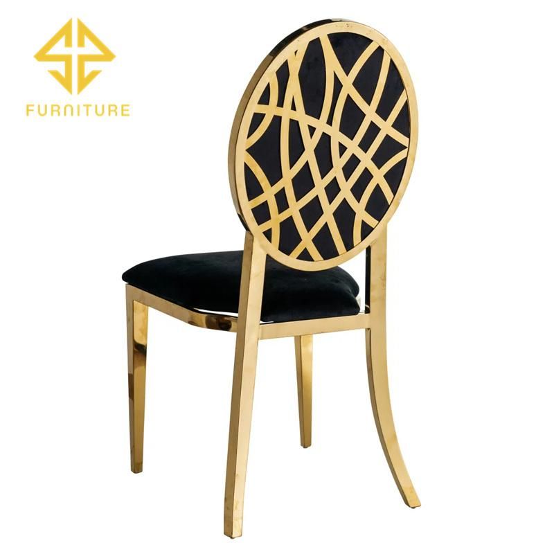 Wholesale Gold Stainless Steel Frame Velvet Cushion Wedding Banquet Chair
