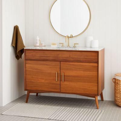 China Factory Modern Design Bathroom Vanity Floor Mounted Solid Wood Bathroom Furniture