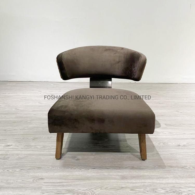 Living Room Chair Wood Leisure Chair Hotel Modern Fabric Chairs Furniture with Stainless Steel Wood Base