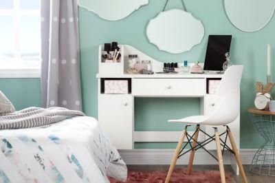 Dressing Table with 2 Doors and Storage Basket, Pure White