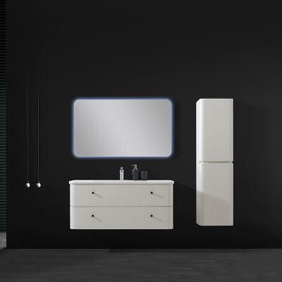 Modern White Large Storage Bathroom Vanity with LED Mirror