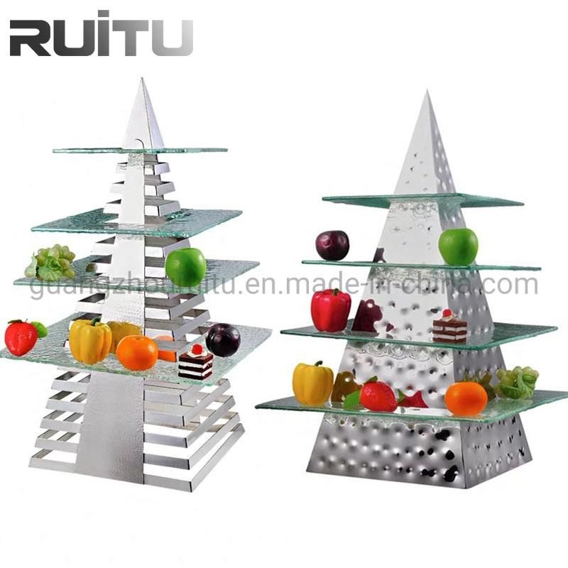 Italian Modern Furniture Pyramid Mirrored Afternoon Tea Tower Antique Buffet Utensils Custom Candy Dessert Buffet Cupcake Display Stands for Catering