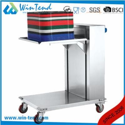 Stainless Steel Auto Down Kitchen Service Dish Plate Collection Trolley