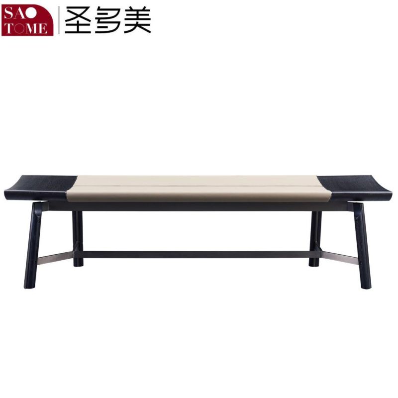 Modern Hotel Furniture Black Wooden Fabric Bed Bench