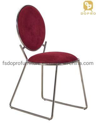 2020 New Model Korea Style Coffee Shop Dining Chair in Red Velvet